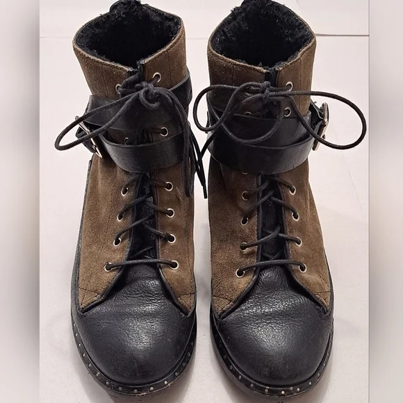 UGG Collection Sassari Suede/Leather Combat Boots/Booties Size 6M - Picture 2 of 10